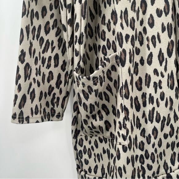 AMARYLLIS Cardigan Leopard Open With Pockets Animal Print Long Sleeve Size 1X - Picture 8 of 12